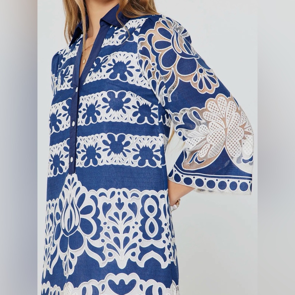 EXCELLENT!!  Tuckernuck Borgo D U P E NWT Boutique Embroidered Lace Shift Xs S M